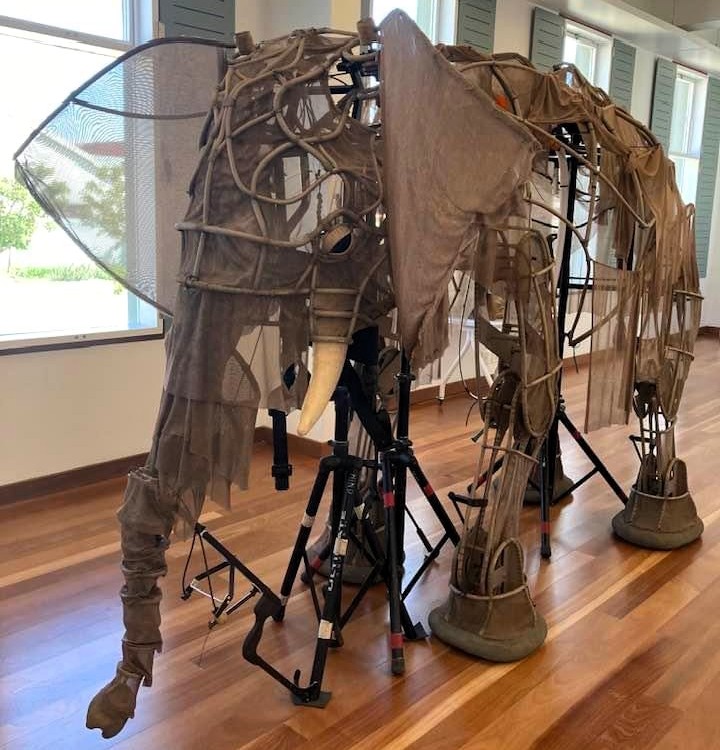A life-size puppet elephant.
